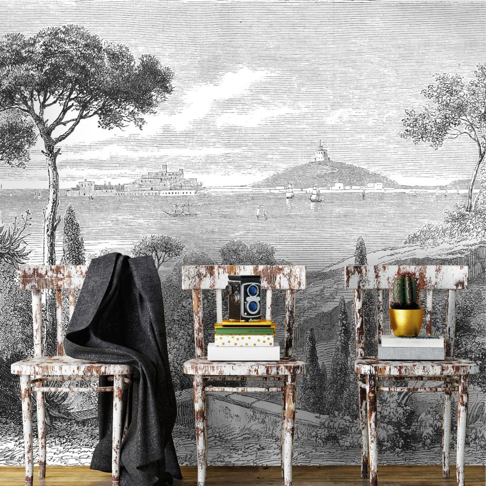Autres décorations murales - Papier Peint Panoramique Gravure - Sicile - CIMENT FACTORY