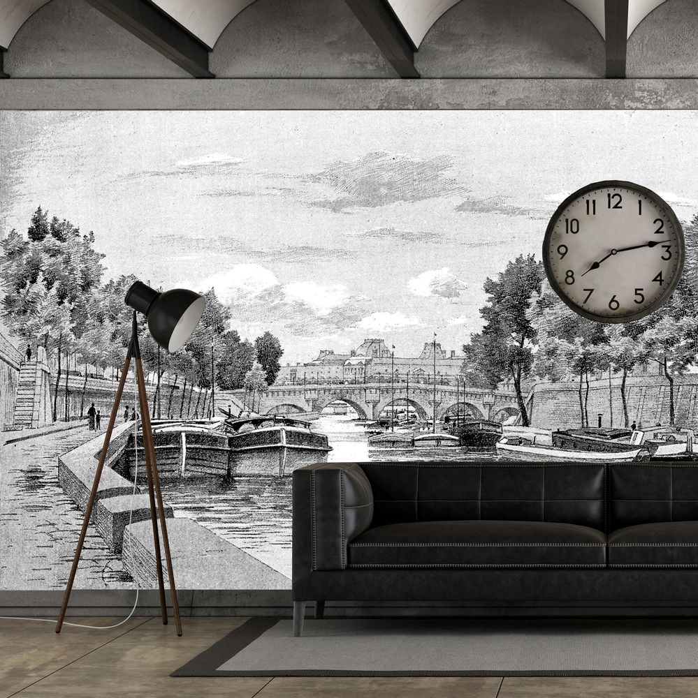 Other wall decoration - Papier Peint Panoramique Gravure - La Seine - CIMENT FACTORY