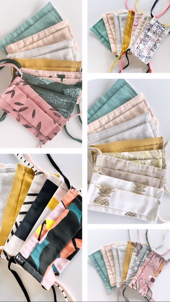 Scarves - Weekly View 7 Masks in Afnor Standard Fabric Gold Model + 1 Storage Pouch + 2 Storage Pouch - LES LOVERS DECO