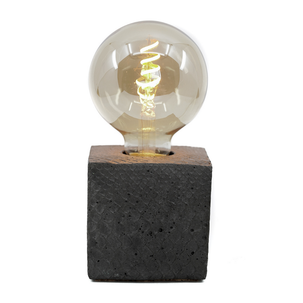 Design objects - Concrete lamp | Cube | Crocodile printed concrete - JUNNY