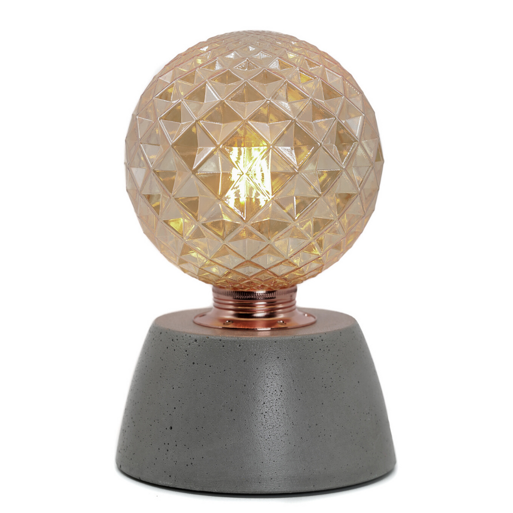Objets design - Lampe à poser | Lampe Béton | Ampoule Diamant | Béton coloré - JUNNY