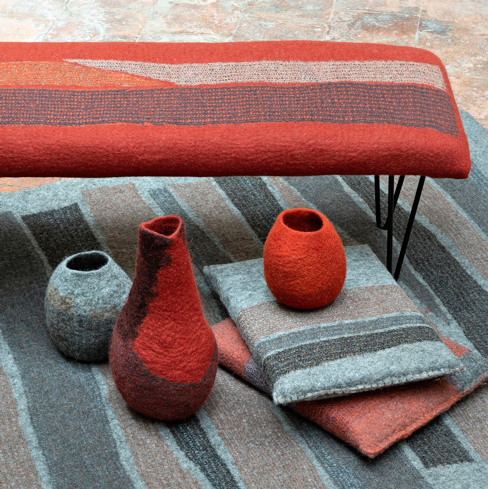 Upholstery fabrics - M&F handmade wool felt bench - GHISLAINE GARCIN MAILLE&FEUTRE