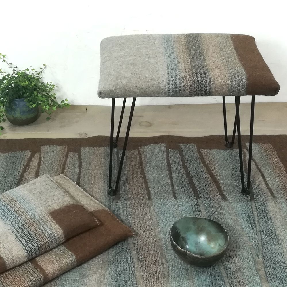 Upholstery fabrics - M&F Handmade Wool Felt Rectangle Stool - GHISLAINE GARCIN MAILLE&FEUTRE