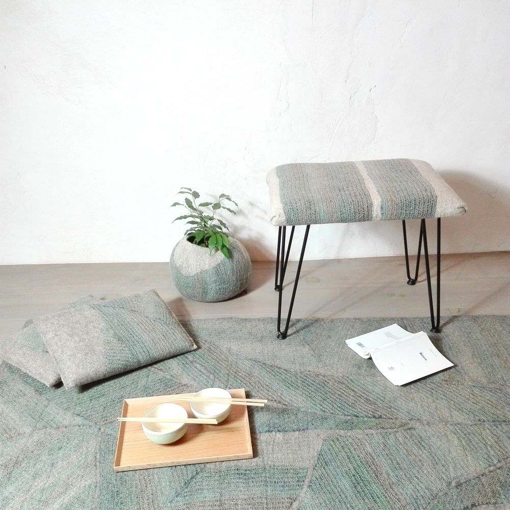 Upholstery fabrics - M&F Handmade Wool Felt Rectangle Stool - GHISLAINE GARCIN MAILLE&FEUTRE