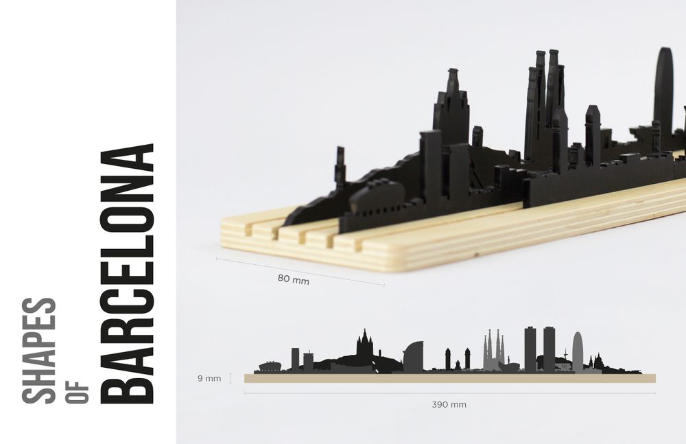Objets design - Les formes de Barcelone - Silhouette en 3D de la ligne d'horizon - BEAMALEVICH