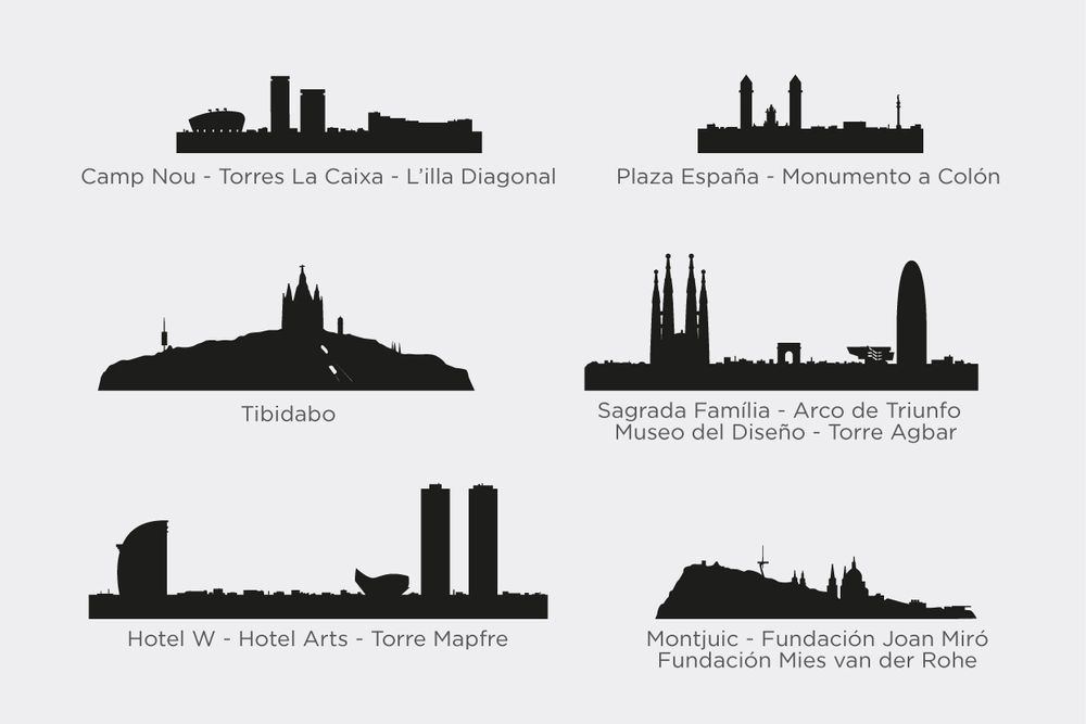 Objets design - Les formes de Barcelone - Silhouette en 3D de la ligne d'horizon - BEAMALEVICH