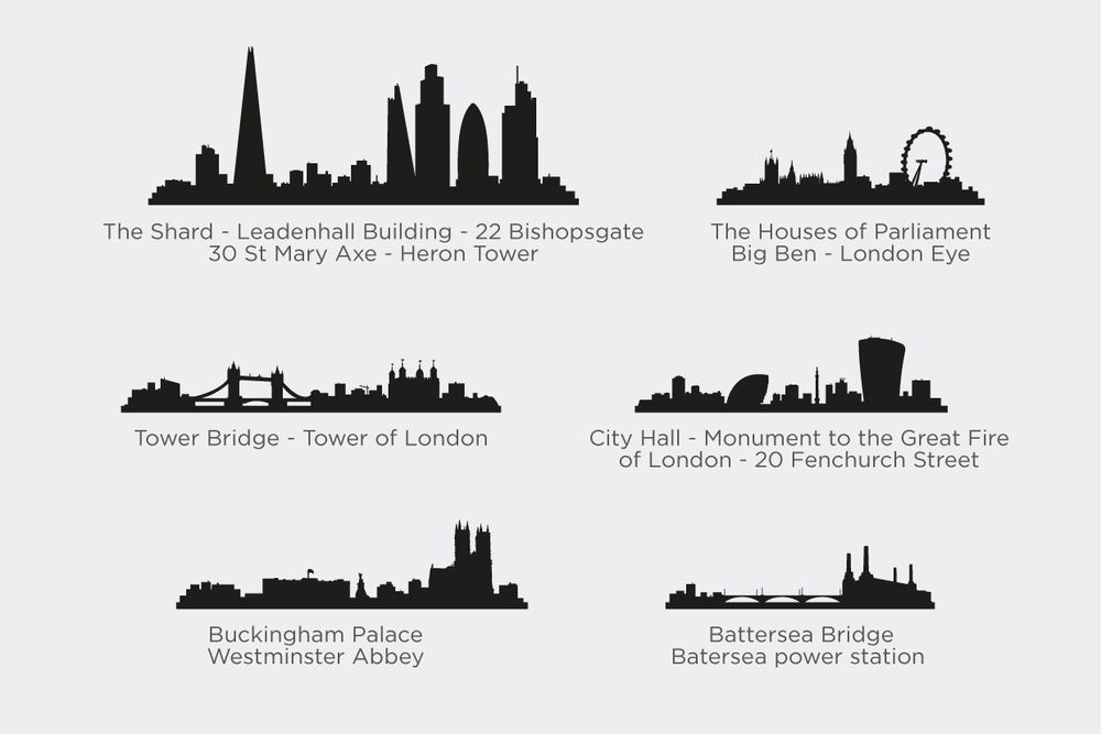 Sculptures, statuettes and miniatures - Shapes of London - 3D City Skyline silhouette - Movable Diorama - BEAMALEVICH