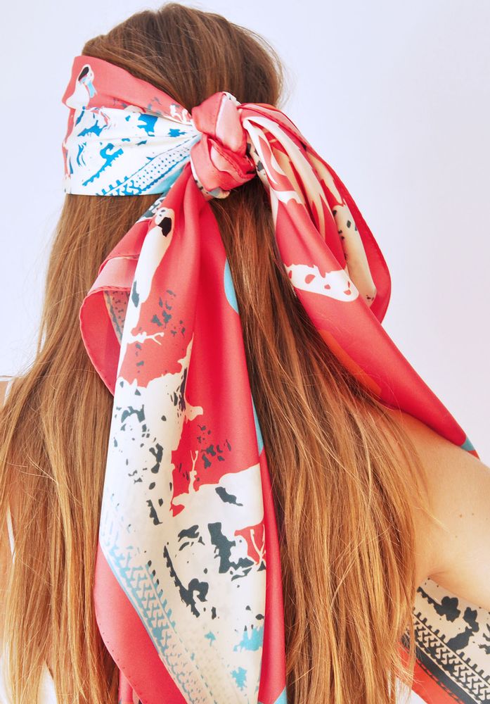 Scarves - Silk square LOVE Red 140 - MAISON BE PARISIAN