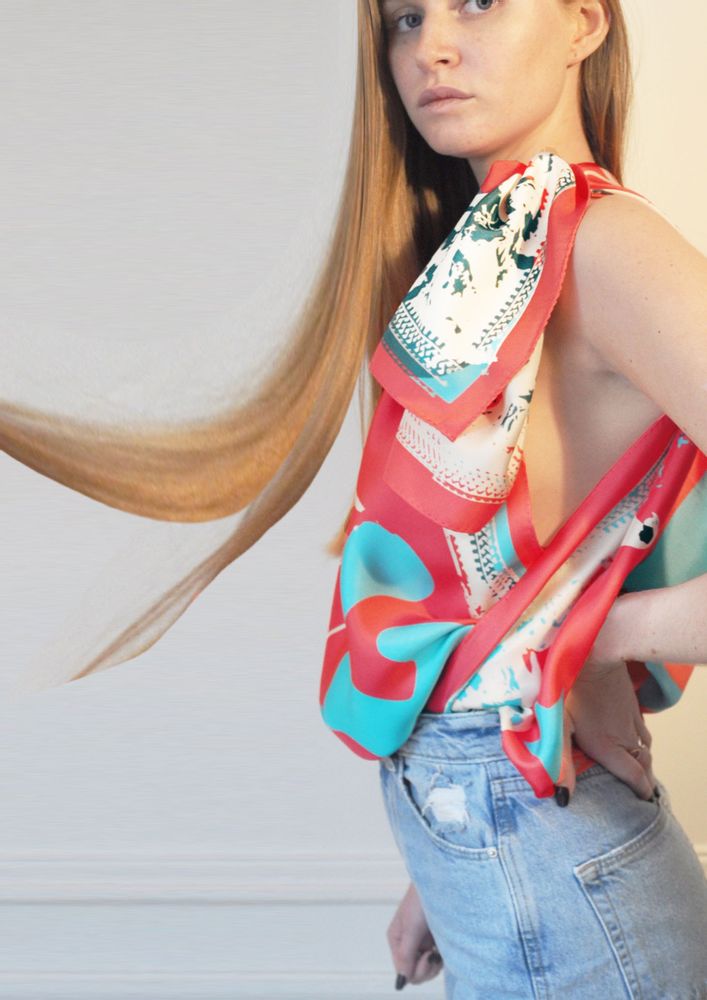 Scarves - Silk square LOVE Red 140 - MAISON BE PARISIAN