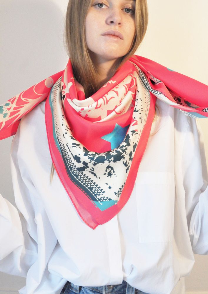 Scarves - Silk square LOVE Red 140 - MAISON BE PARISIAN
