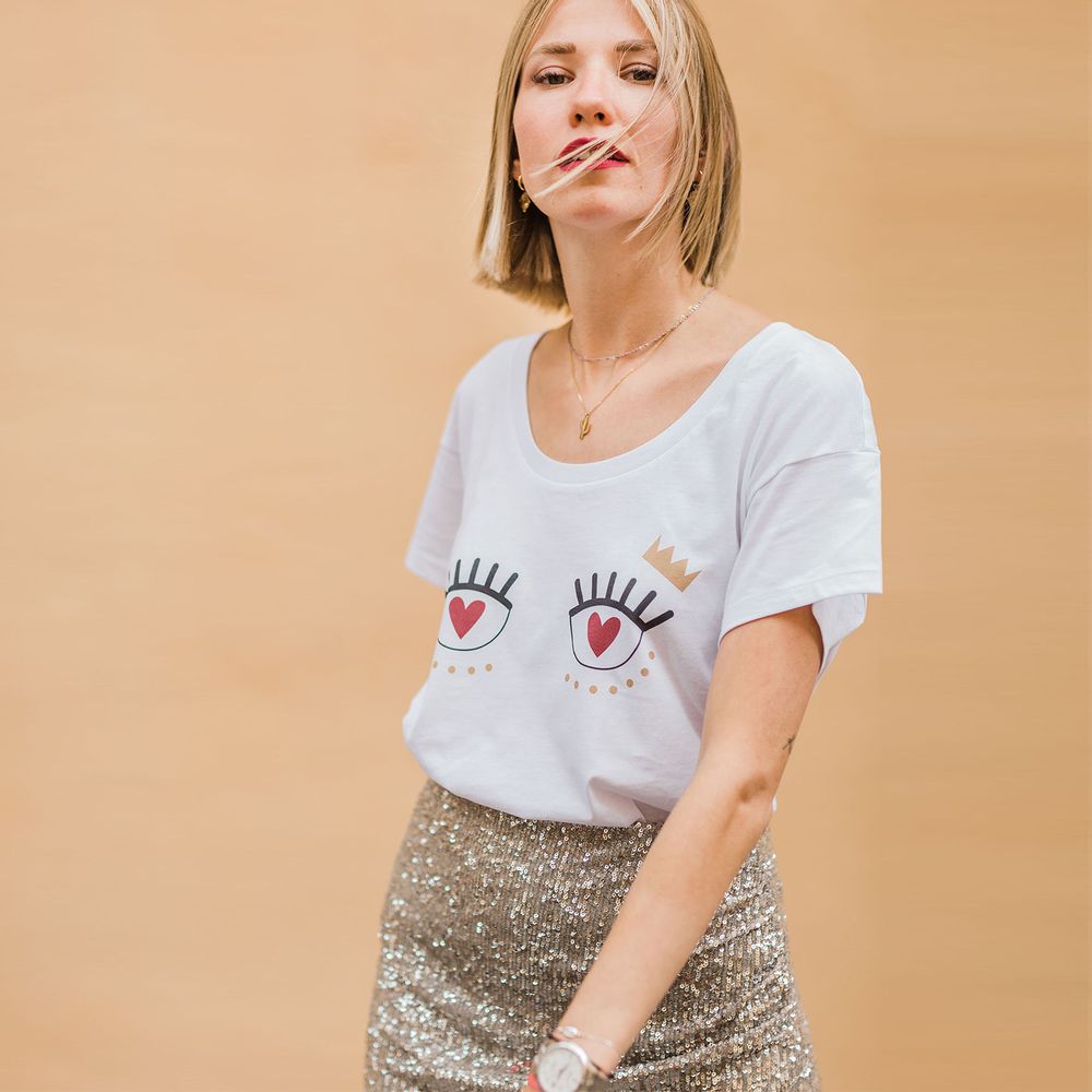 Prêt-à-porter - Tshirt COEUR DANS LES YEUX - WAY CUSTOM