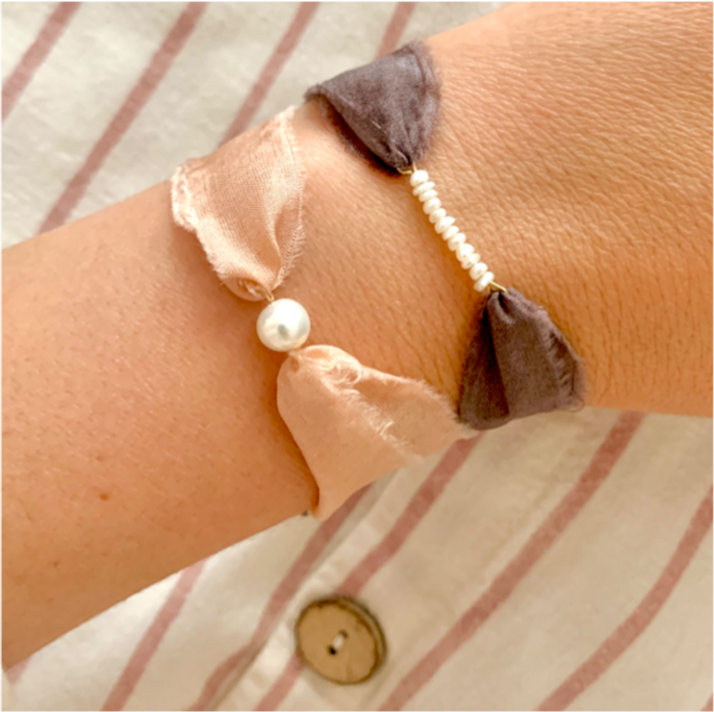 Bijoux - Bracelet ruban de soie Florette - JOUR DE MISTRAL