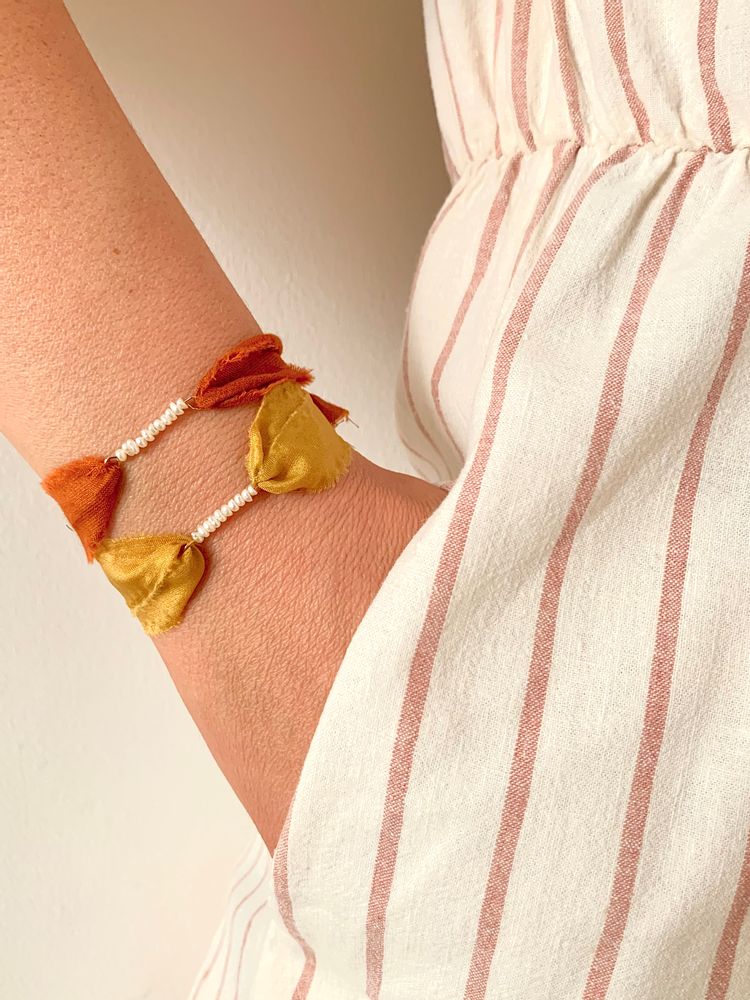 Bijoux - Bracelet ruban de soie Florette - JOUR DE MISTRAL