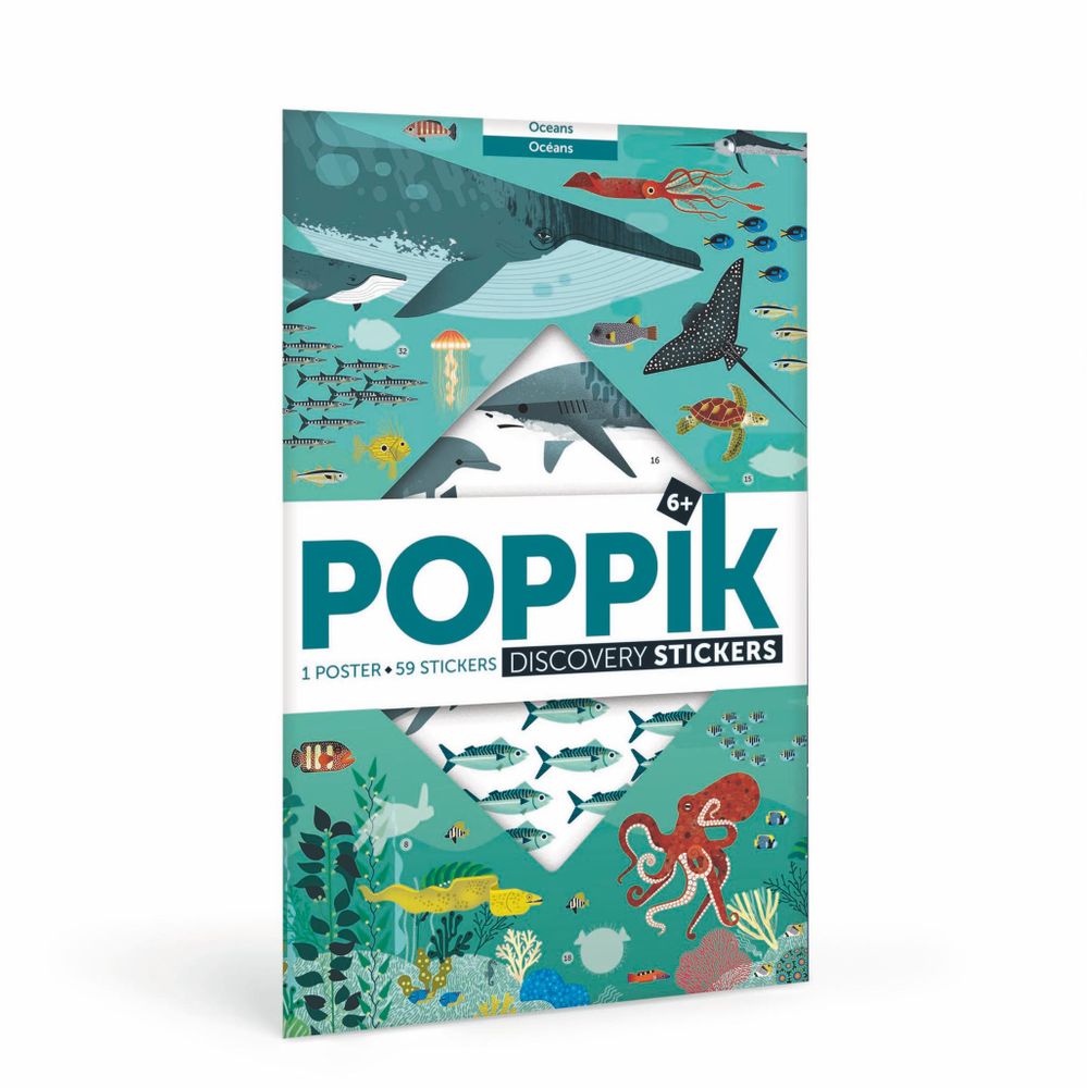 Children's arts and crafts - Educational poster + stickers - OCEANS - POPPIK - BAYARD JEUNESSE