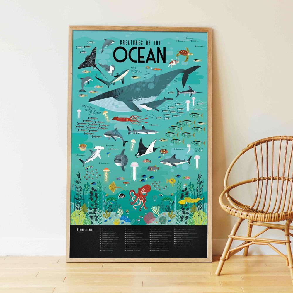 Children's arts and crafts - Educational poster + stickers - OCEANS - POPPIK - BAYARD JEUNESSE
