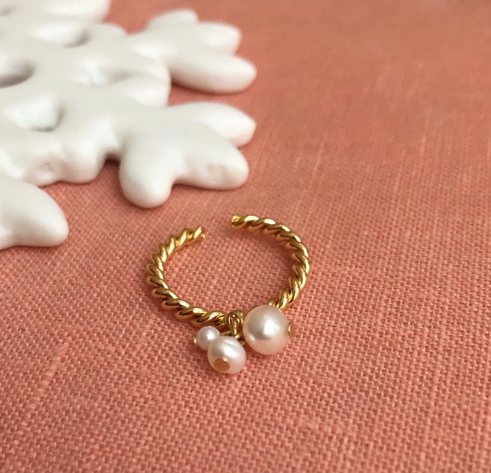Bijoux - Bague torsade perles de culture - JOUR DE MISTRAL