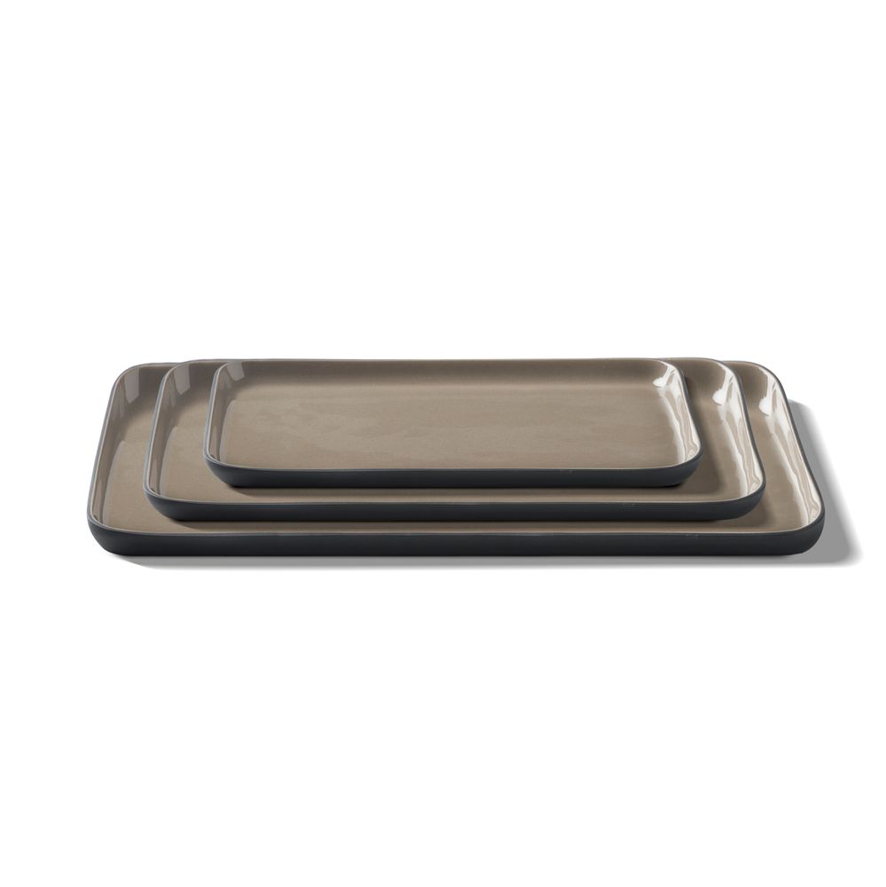 Everyday plates - RECTANGLE Double Color Plate Set - ESMA DEREBOY HANDMADE PORCELAIN