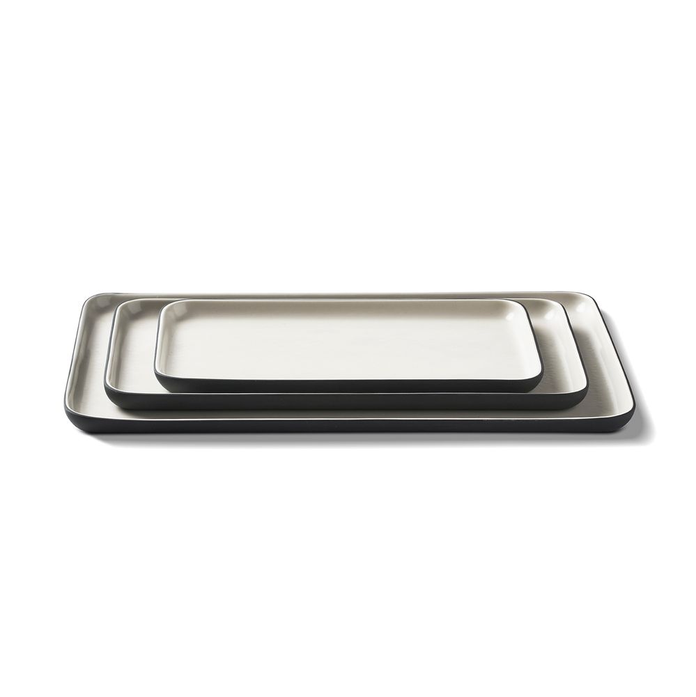 Everyday plates - RECTANGLE Double Color Plate Set - ESMA DEREBOY HANDMADE PORCELAIN