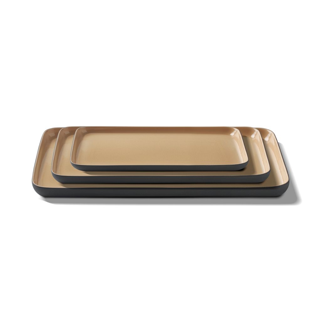 Everyday plates - RECTANGLE Double Color Plate Set - ESMA DEREBOY HANDMADE PORCELAIN