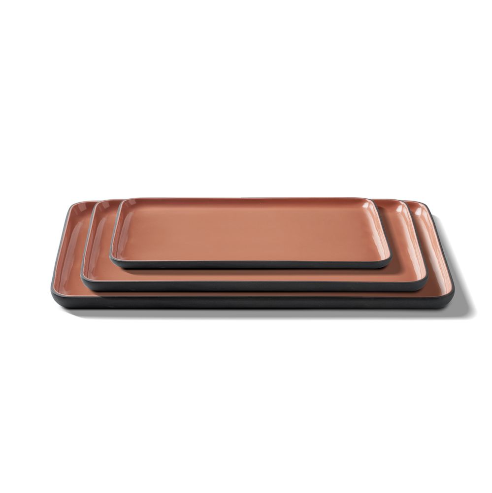 Everyday plates - RECTANGLE Double Color Plate Set - ESMA DEREBOY HANDMADE PORCELAIN