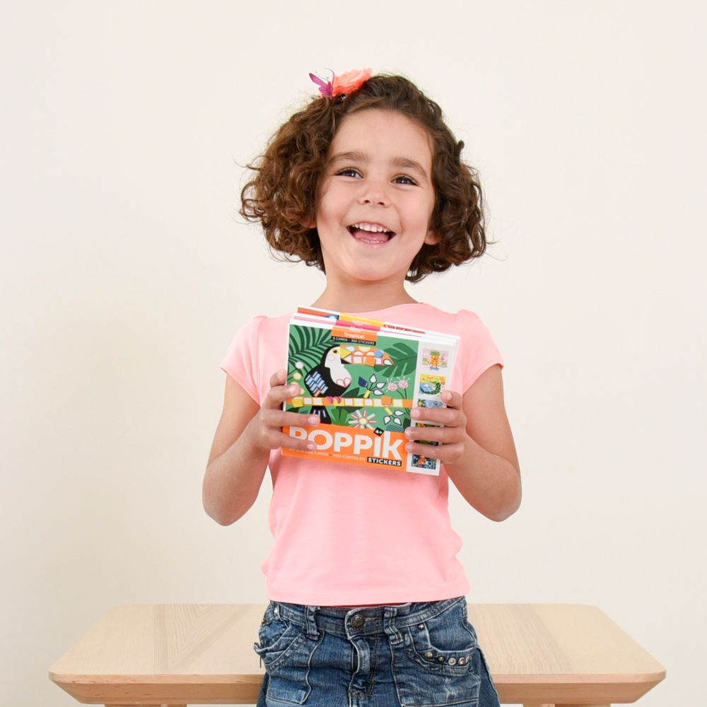 Children's arts and crafts - Cards + 360 stickers - TROPICAL - POPPIK - BAYARD JEUNESSE