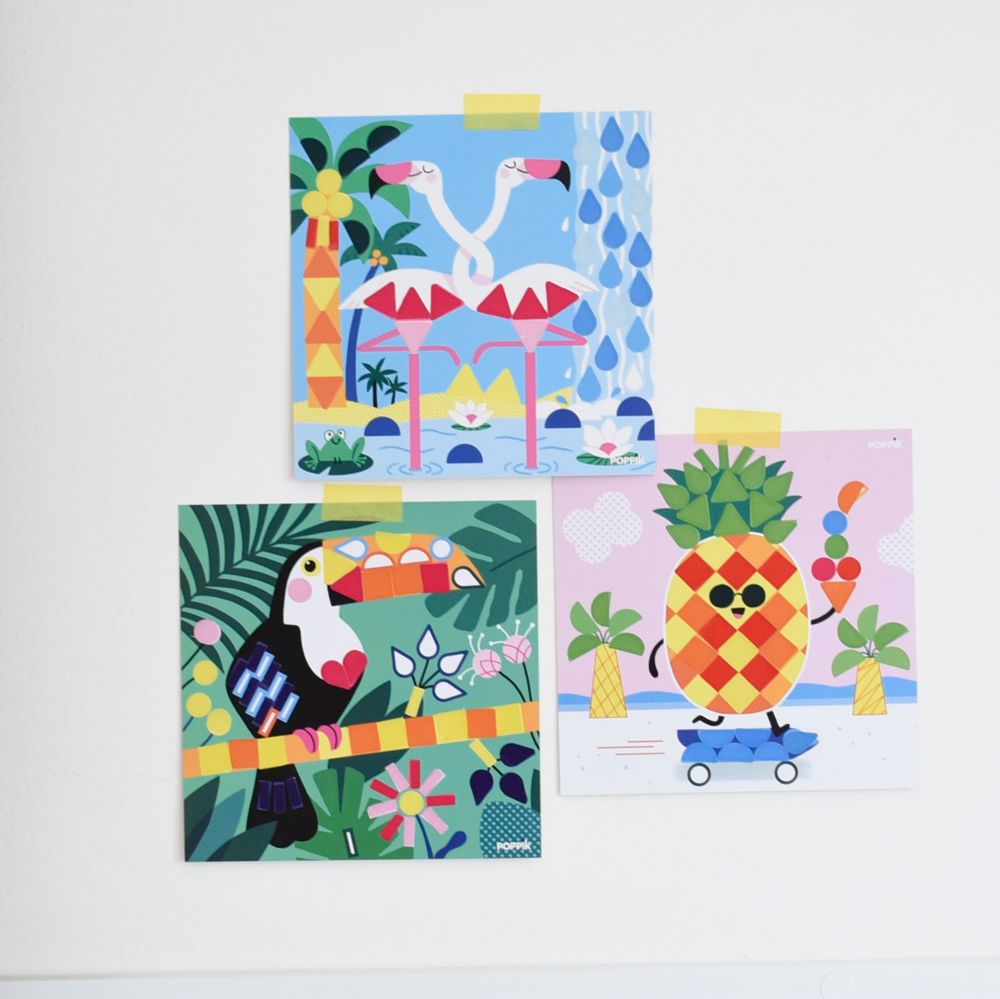 Children's arts and crafts - Cards + 360 stickers - TROPICAL - POPPIK - BAYARD JEUNESSE