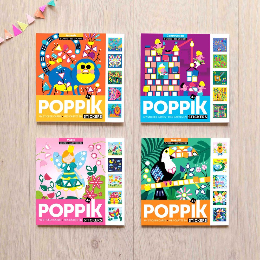 Children's arts and crafts - Cards + 360 stickers - TROPICAL - POPPIK - BAYARD JEUNESSE