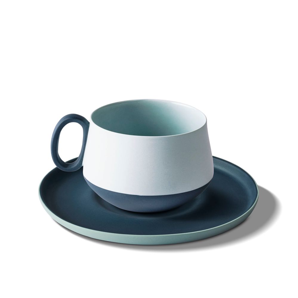 Assiettes au quotidien - TUBE Tasse à thé double couleur - ESMA DEREBOY HANDMADE PORCELAIN