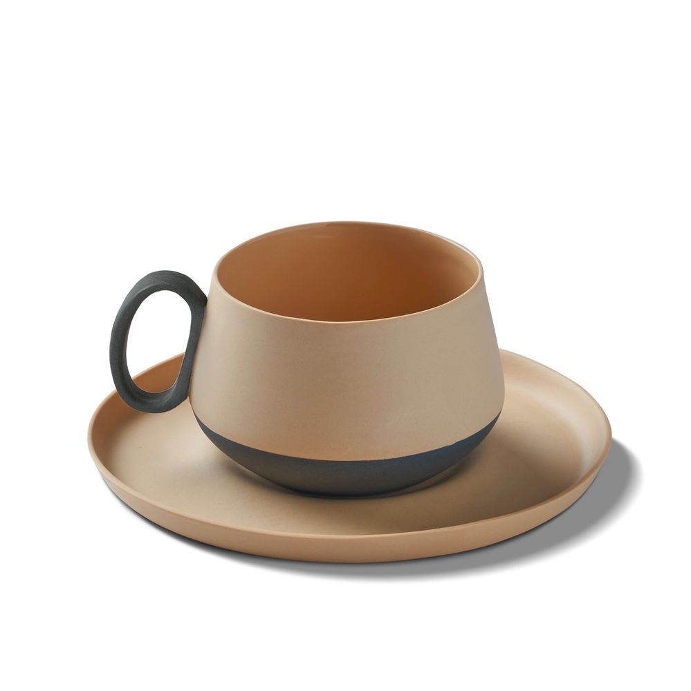 Assiettes au quotidien - TUBE Tasse à thé double couleur - ESMA DEREBOY HANDMADE PORCELAIN