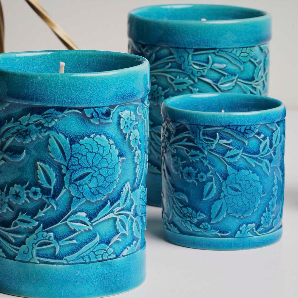 Bougies - LEVNALEVN Bougeoir Turquoise - ESMA DEREBOY HANDMADE CERAMIC
