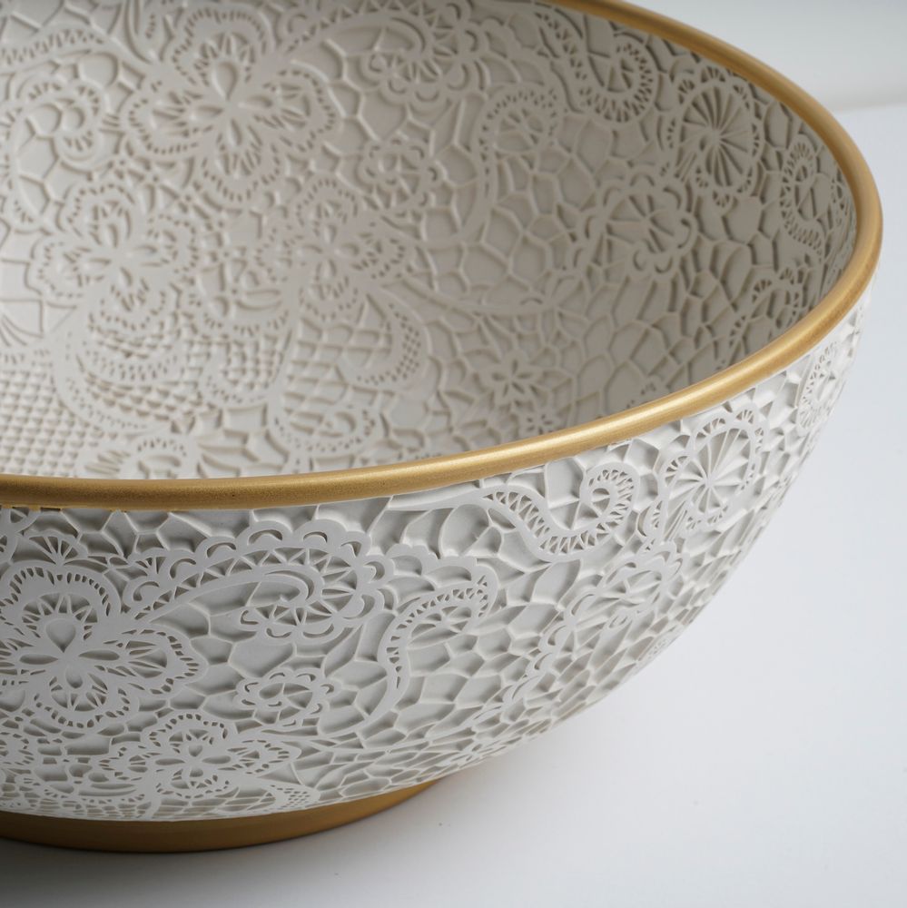 Ceramic - SNOHA Lace Patterned Ceramic Bowl - ESMA DEREBOY HANDMADE CERAMIC