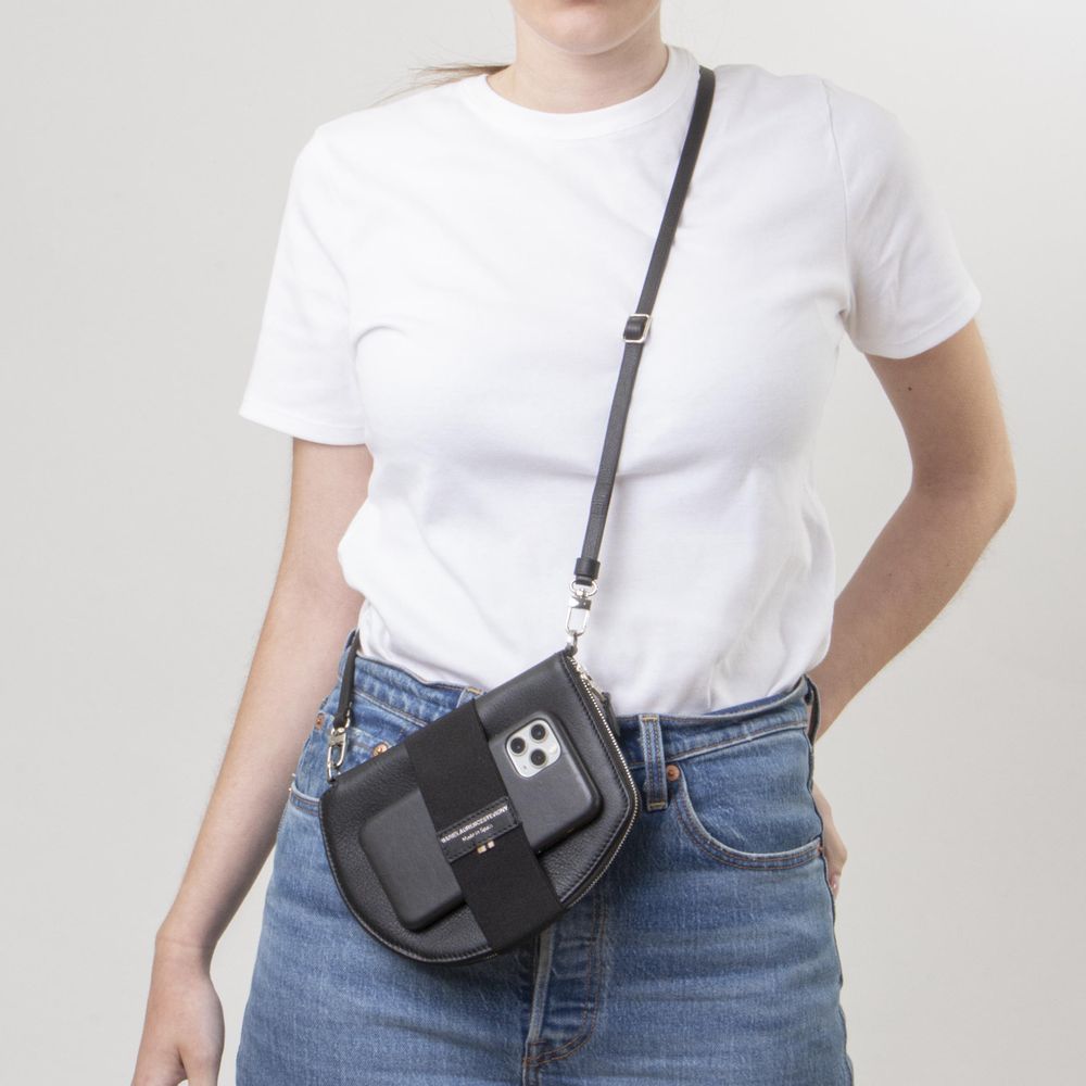 Pochettes - Pocket Maxi Ebony - Portefeuille en cuir avec sangle amovible et doublure protection RFID - MLS-MARIELAURENCESTEVIGNY