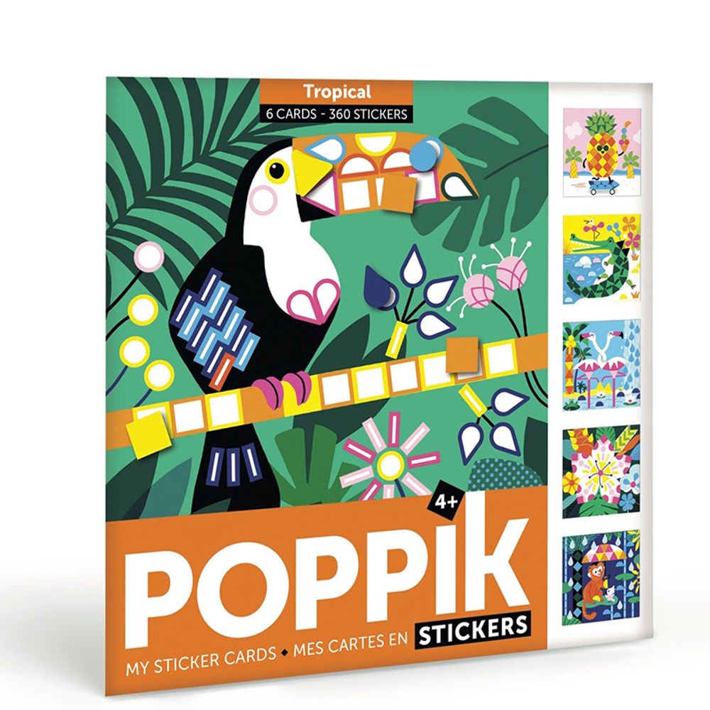 Children's arts and crafts - Cards + 360 stickers - TROPICAL - POPPIK - BAYARD JEUNESSE