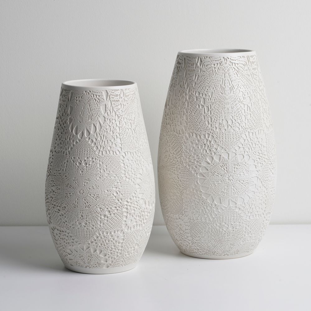Vases - Ensemble de vase à motif dentelle SAF - ESMA DEREBOY HANDMADE CERAMIC