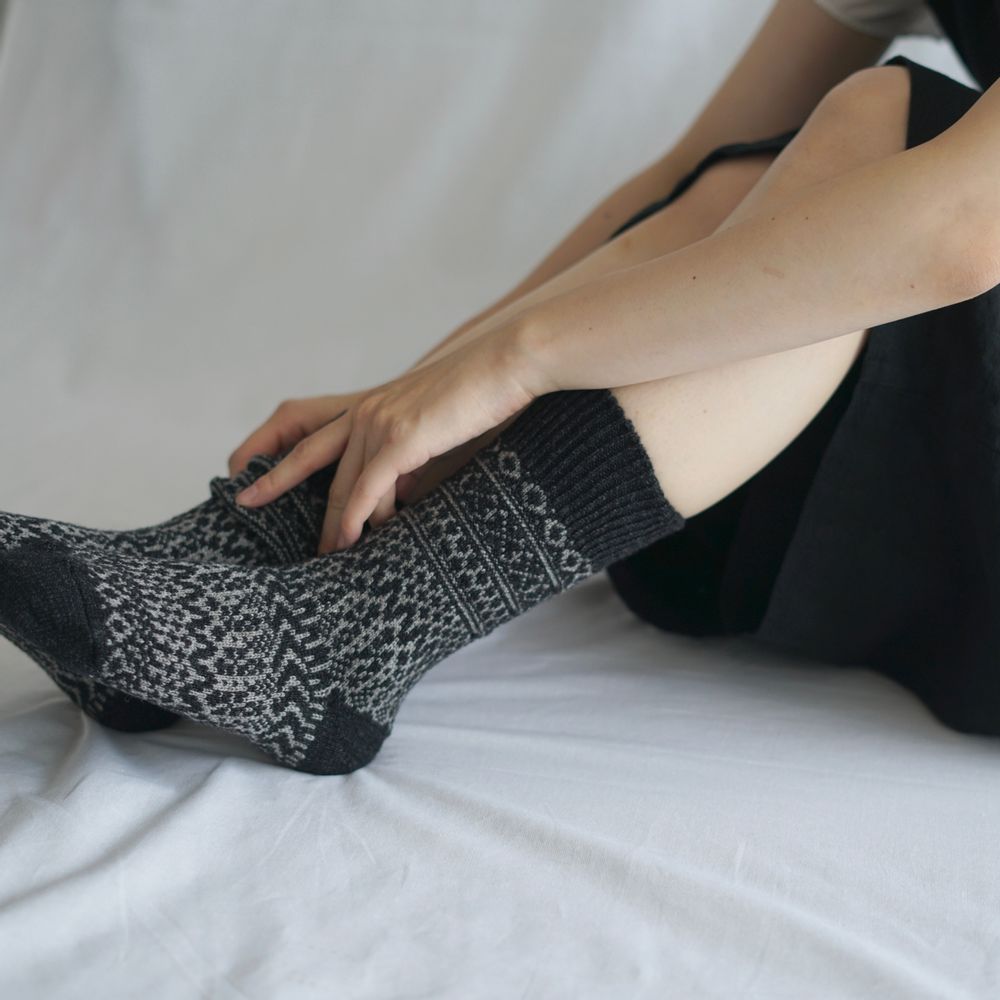 Chaussettes - CHAUSSETTES JACQUARD EN LAINE - NISHIGUCHI KUTSUSHITA