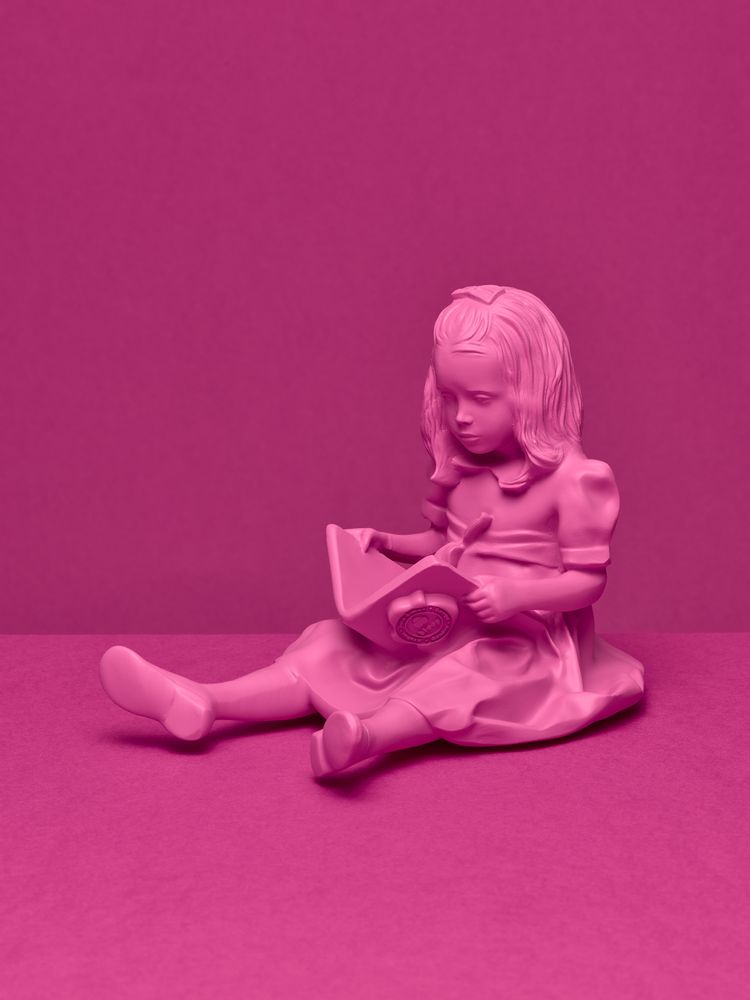 Sculptures, statuettes and miniatures - RESIN FIGURINE color PINK The Girl & the Book - BLOOP