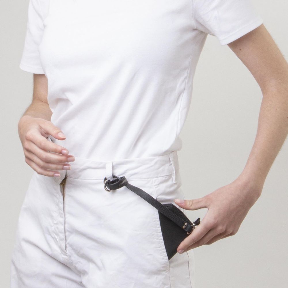 Clutches - Pocket Micro Black - Leather wallet with removable cord and RFID protection lining - MLS-MARIELAURENCESTEVIGNY