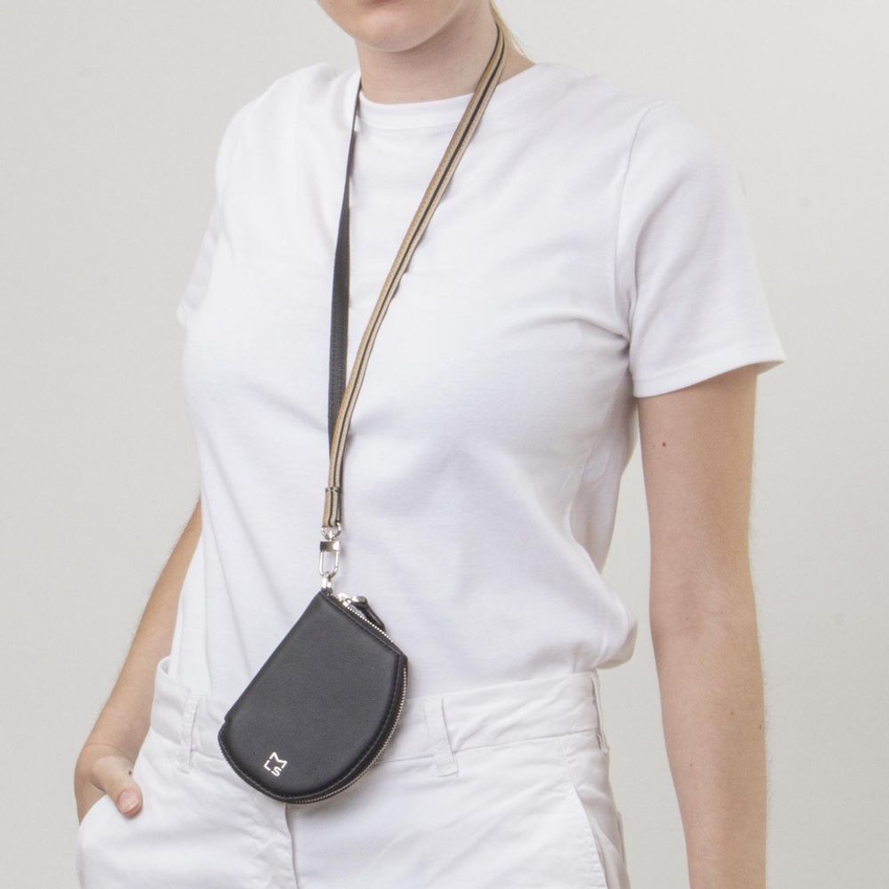 Clutches - Pocket Micro Black - Leather wallet with removable cord and RFID protection lining - MLS-MARIELAURENCESTEVIGNY