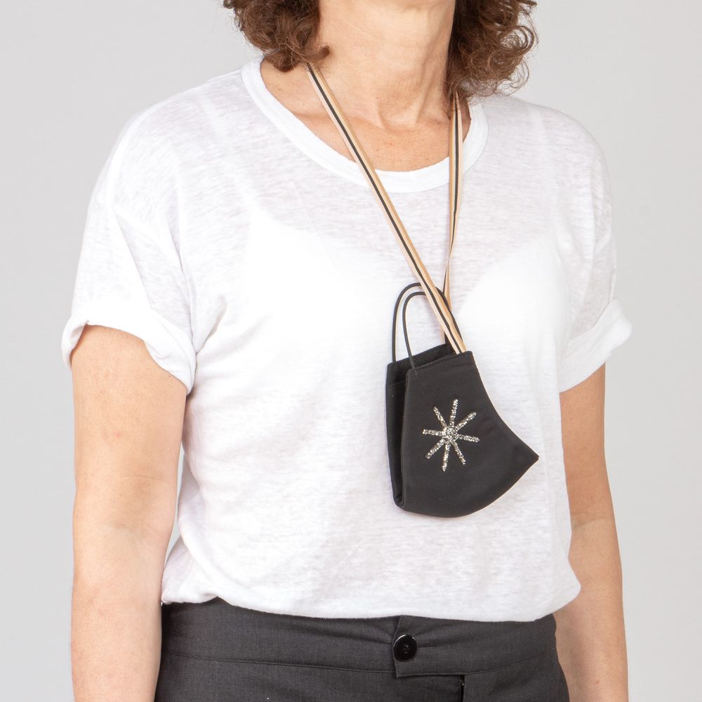 Gifts - Unisex designer face mask accessory - Black with Star Swarovski crystals. - MLS-MARIELAURENCESTEVIGNY
