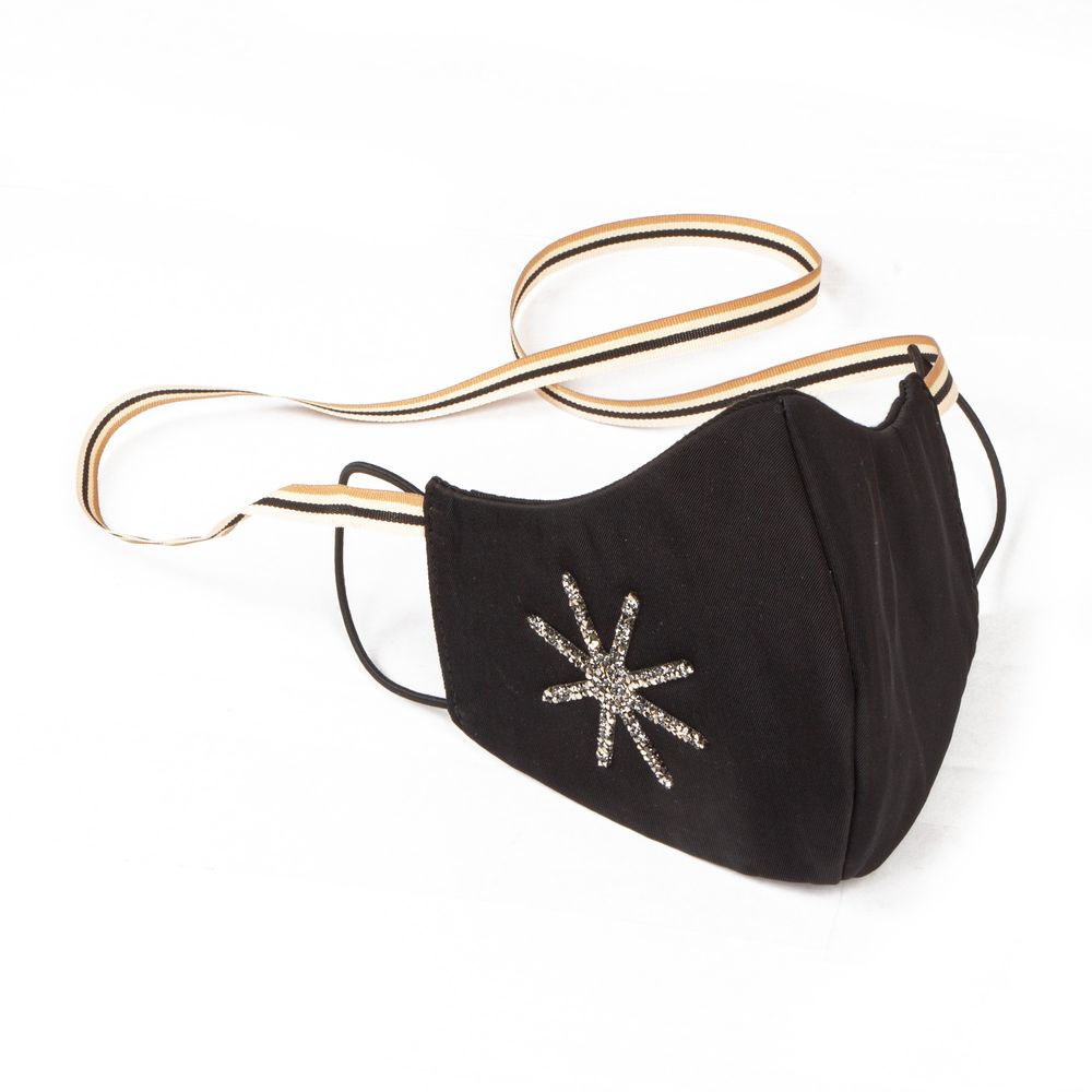 Gifts - Unisex designer face mask accessory - Black with Star Swarovski crystals. - MLS-MARIELAURENCESTEVIGNY