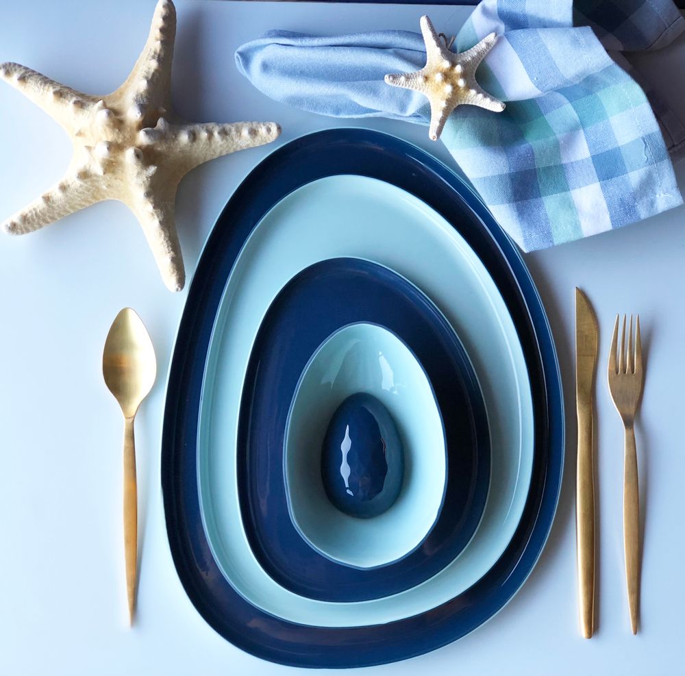 Everyday plates - STONE Double Color Plate Set - ESMA DEREBOY HANDMADE PORCELAIN