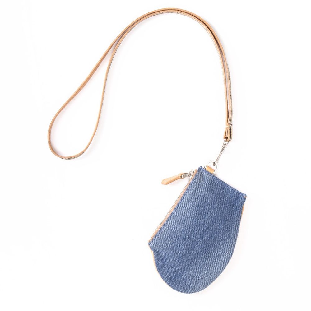 Pochettes - Zip Micro Denim Naturel Recyclé - Pochette en cuir avec sangle amovible - MLS-MARIELAURENCESTEVIGNY