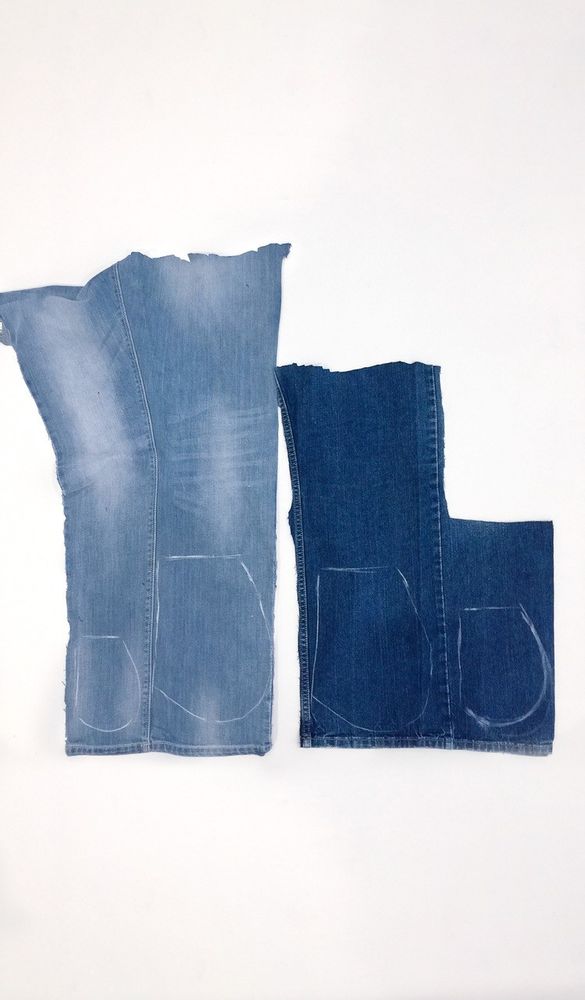 Pochettes - Zip Micro Denim Naturel Recyclé - Pochette en cuir avec sangle amovible - MLS-MARIELAURENCESTEVIGNY
