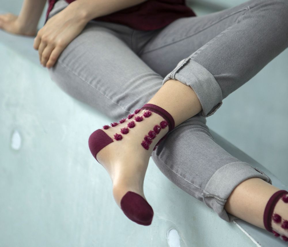 Socks - London Eye Claret Red Sock - ATELIER ST EUSTACHE