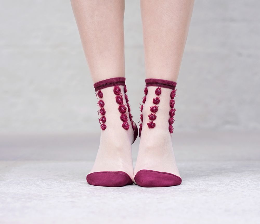 Socks - London Eye Claret Red Sock - ATELIER ST EUSTACHE
