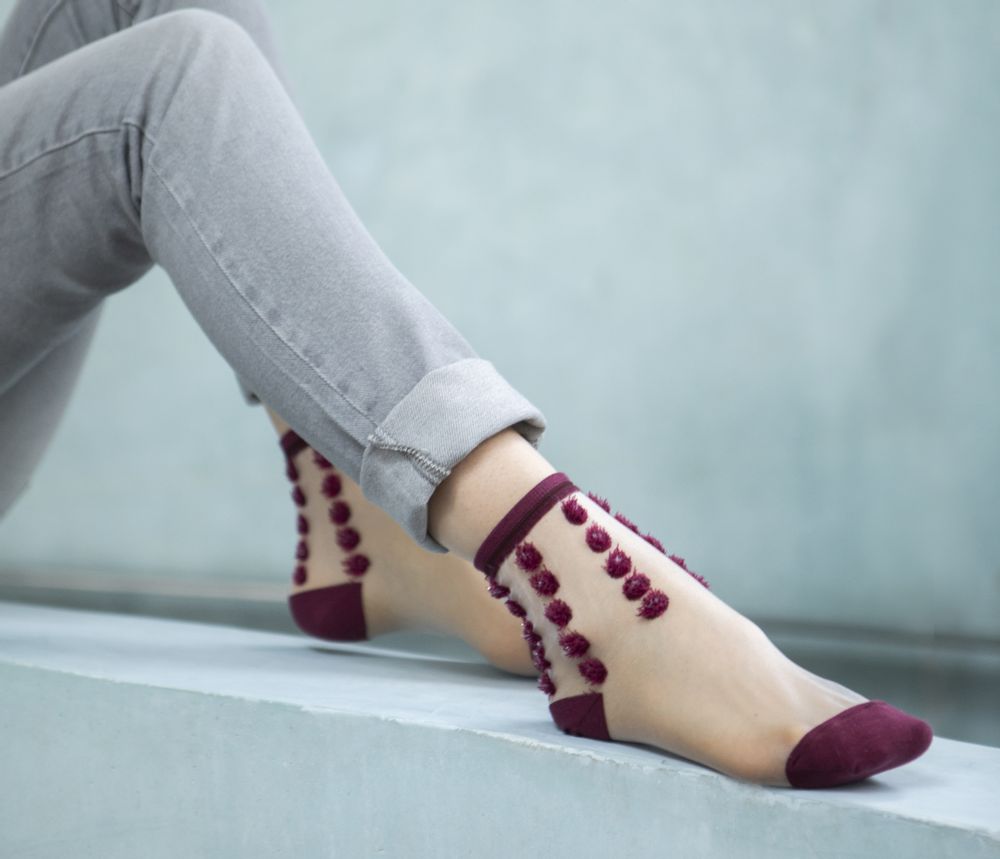 Socks - London Eye Claret Red Sock - ATELIER ST EUSTACHE