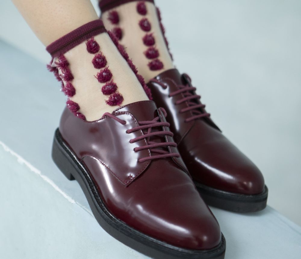 Socks - London Eye Claret Red Sock - ATELIER ST EUSTACHE