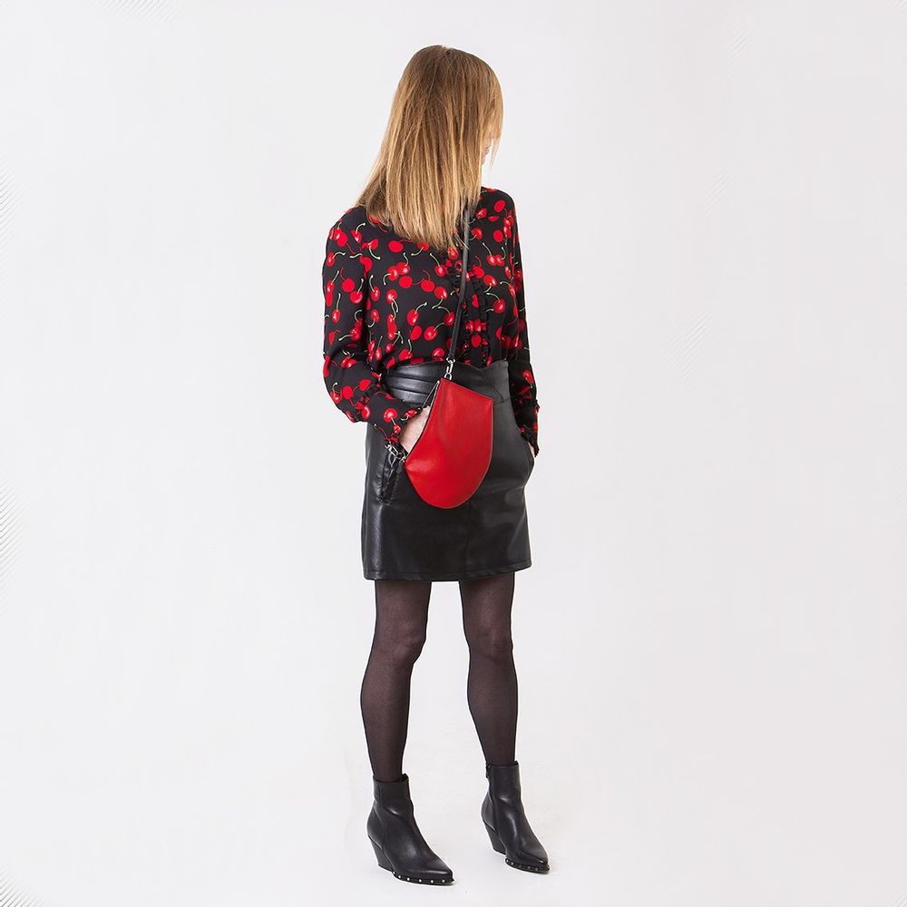 Cadeaux - Zip Maxi Blood - Sac en bandoulière zippée en cuir rouge et noir - MLS-MARIELAURENCESTEVIGNY