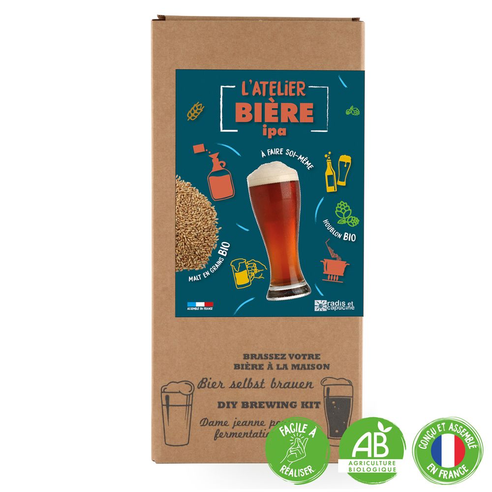 Cadeaux - Coffret Brassage biere IPA 5 litres avec malt bio - RADIS ET CAPUCINE