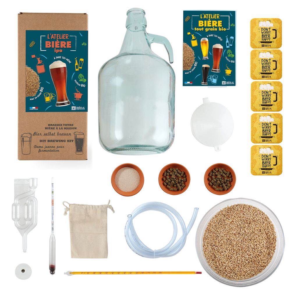 Cadeaux - Coffret Brassage biere IPA 5 litres avec malt bio - RADIS ET CAPUCINE